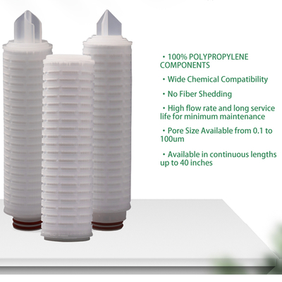 1 5 10 Micron Particle Removal 100% Polypropylene 10 20 30 Inch PP Pleated Filter Cartridge for Soft Drink Filtration